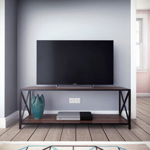Comoda TV, Retricy, Xena, 120x33x45.7cm, 100% PAL melaminat, Nuc / Negru