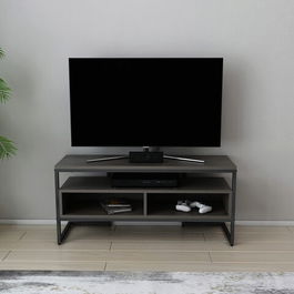 Comoda TV, Retricy, Merrion, 110x35x49.9cm, 100% PAL melaminat, Negru / Gri inchis