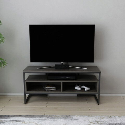 Comoda TV, Retricy, Merrion, 110x35x49.9cm, 100% PAL melaminat, Negru / Gri inchis