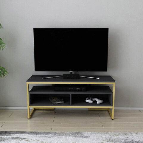 Comoda TV, Retricy, Merrion, 110x35x49.9cm, 100% PAL melaminat, Aur / Antracit