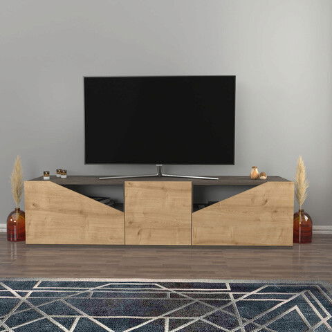 Comoda TV, Retricy, Carson, 160x35.3x40cm, 100% PAL melaminat, Wenge / Stejar