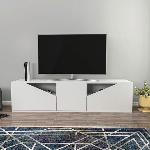 Comoda TV, Retricy, Carson, 160x35.3x40cm, 100% PAL melaminat, Alb