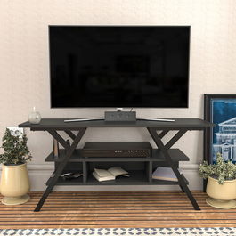 Comoda TV, Retricy, Minerva, 120x35x55cm, 100% PAL melaminat, Negru / Antracit