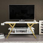 Comoda TV, Retricy, Minerva, 120x35x55cm, 100% PAL melaminat, Aur / Alb