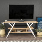 Comoda TV, Retricy, Minerva, 120x35x55cm, 100% PAL melaminat, Alb / Stejar