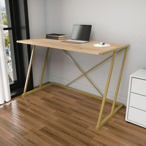 Birou, Retricy, Adelaide, 114x60x75cm, 100% PAL melaminat, Aur / Stejar
