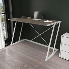 Birou, Retricy, Adelaide, 114x60x75cm, 100% PAL melaminat, Alb / Gri inchis