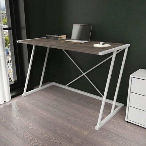 Birou, Retricy, Adelaide, 114x60x75cm, 100% PAL melaminat, Alb / Gri inchis