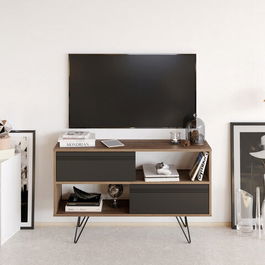 Comoda TV, Retricy, Kerby, 120x30x71cm, 100% PAL melaminat, Antracit / Nuc