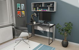 Birou, Retricy, Bronx, 120x59.6x114.2cm, 100% PAL melaminat, Antracit / Alb