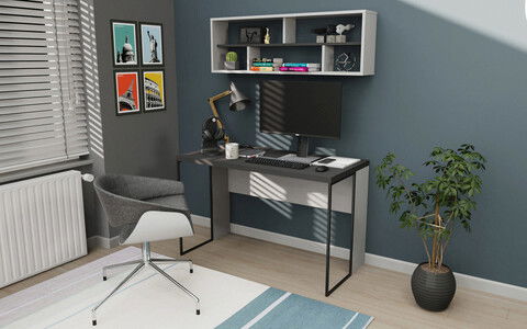 Birou, Retricy, Bronx, 120x59.6x114.2cm, 100% PAL melaminat, Antracit / Alb