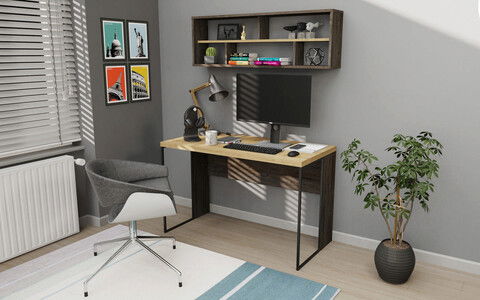Birou, Retricy, Bronx, 120x59.6x114.2cm, 100% PAL melaminat, Stejar / Wenge