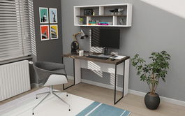 Birou, Retricy, Bronx, 120x59.6x114.2cm, 100% PAL melaminat, Wenge / Alb