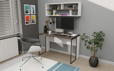 Birou, Retricy, Bronx, 120x59.6x114.2cm, 100% PAL melaminat, Wenge / Alb