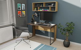 Birou, Retricy, Bronx, 120x59.6x114.2cm, 100% PAL melaminat, Wenge / Stejar