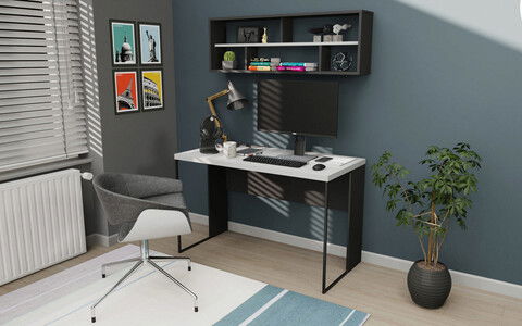 Birou, Retricy, Bronx, 120x59.6x114.2cm, 100% PAL melaminat, Alb / Antracit