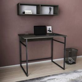Birou, Retricy, Hussum, 90x60x75cm, 100% PAL melaminat, Negru / Gri inchis