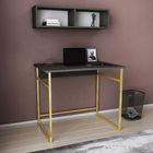 Birou, Retricy, Hussum, 90x60x75cm, 100% PAL melaminat, Aur / Gri inchis