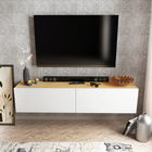 Comoda TV, Retricy, Poling, 159.7x36.8x34.1cm, 100% PAL melaminat, Alb / Nuc