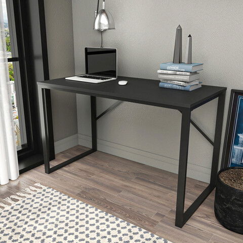 Birou, Retricy, Layton, 120x60x74cm, 100% PAL melaminat, Negru / Antracit