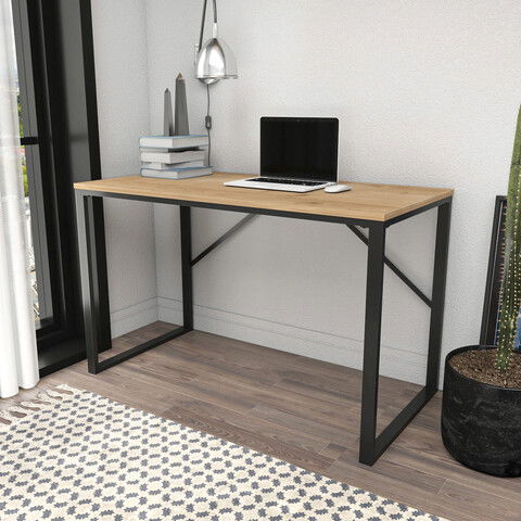 Birou, Retricy, Layton, 120x60x74cm, 100% PAL melaminat, Negru / Stejar