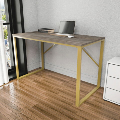 Birou, Retricy, Layton, 120x60x74cm, 100% PAL melaminat, Aur / Gri inchis