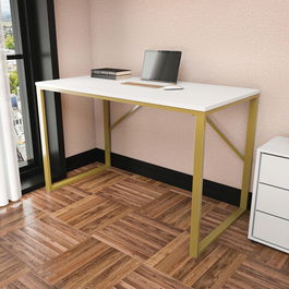 Birou, Retricy, Layton, 120x60x74cm, 100% PAL melaminat, Aur / Alb