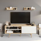 Comoda TV, Retricy, Pi, 160x35x59cm, 100% PAL melaminat, Alb / Safir
