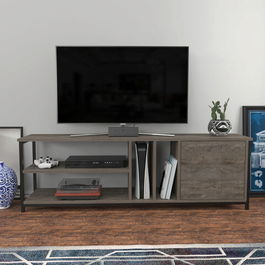 Comoda TV, Retricy, Oneida, 140x35.3x50.8cm, 100% PAL melaminat, Negru / Gri inchis