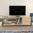 Comoda TV, Retricy, Oneida, 140x35.3x50.8cm, 100% PAL melaminat, Negru / Stejar
