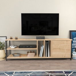 Comoda TV, Retricy, Oneida, 140x35.3x50.8cm, 100% PAL melaminat, Negru / Stejar
