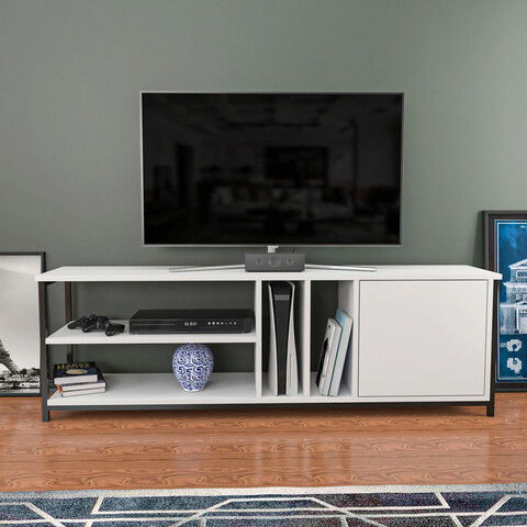 Comoda TV, Retricy, Oneida, 140x35.3x50.8cm, 100% PAL melaminat, Negru / Alb