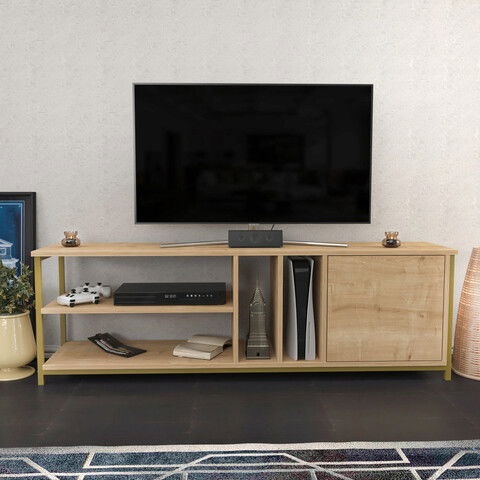 Comoda TV, Retricy, Oneida, 140x35.3x50.8cm, 100% PAL melaminat, Aur / Stejar