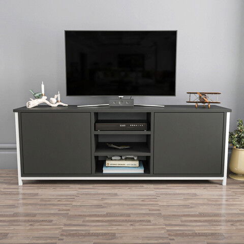 Comoda TV, Retricy, Otis, 140x35.3x50.8cm, 100% PAL melaminat, Alb / Antracit