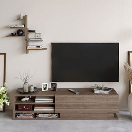 Comoda TV, Retricy, Linda, 150x36.8x36cm, 100% PAL melaminat, Nuc