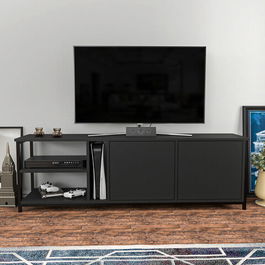 Comoda TV, Retricy, Primrose, 160x35.3x50.8cm, 100% PAL melaminat, Negru / Antracit