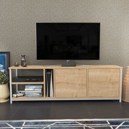 Comoda TV, Retricy, Primrose, 160x35.3x50.8cm, 100% PAL melaminat, Alb / Stejar