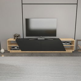 Comoda TV, Retricy, Rhodes, 240x37.1x47.4cm, 100% PAL melaminat, Stejar / Antracit