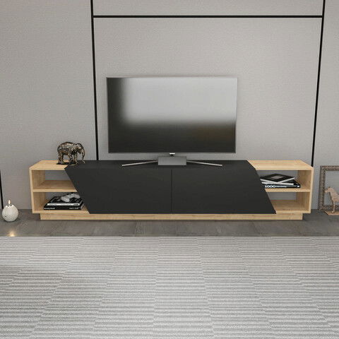 Comoda TV, Retricy, Rhodes, 240x37.1x47.4cm, 100% PAL melaminat, Stejar / Antracit