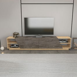Comoda TV, Retricy, Rhodes, 240x37.1x47.4cm, 100% PAL melaminat, Stejar / Wenge