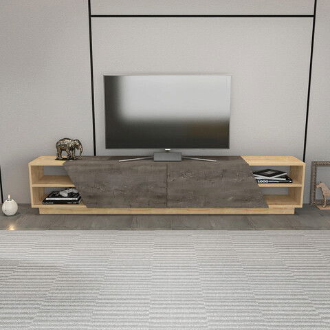 Comoda TV, Retricy, Rhodes, 240x37.1x47.4cm, 100% PAL melaminat, Stejar / Wenge
