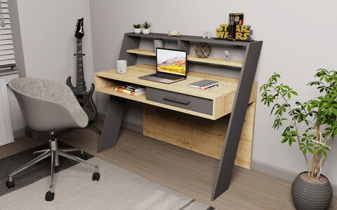 Birou, Retricy, Soho, 123.6x59.6x104.3cm, 100% PAL melaminat, Stejar / Antracit