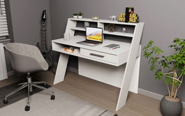 Birou, Retricy, Soho, 123.6x59.6x104.3cm, 100% PAL melaminat, Alb