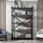 Corp biblioteca, Retricy, Elston, 120x34x180cm, 100% PAL melaminat, Negru / Antracit