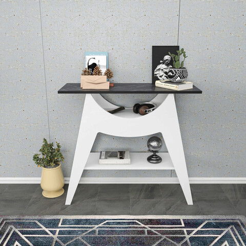 Bufet, Retricy, Ese, 100x35x90cm, 100% PAL melaminat, Alb / Negru