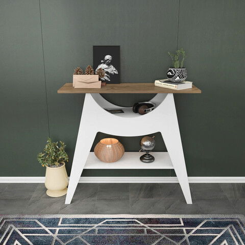Bufet, Retricy, Ese, 100x35x90cm, 100% PAL melaminat, Alb / Nuc