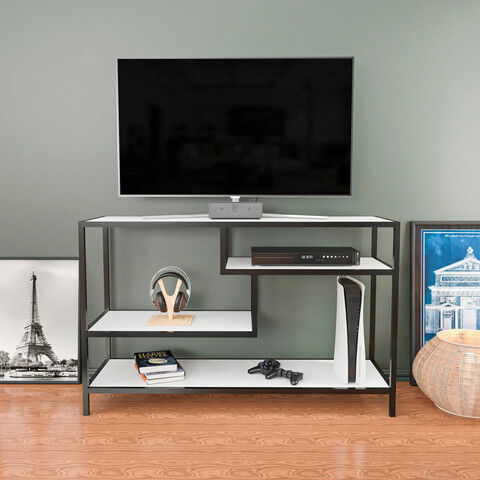 Comoda TV, Retricy, Robbins, 120x39x75cm, 100% PAL melaminat, Negru / Alb