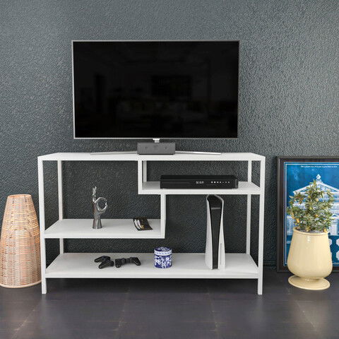 Comoda TV, Retricy, Robbins, 120x39x75cm, 100% PAL melaminat, Alb