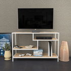 Comoda TV, Retricy, Robbins, 120x39x75cm, 100% PAL melaminat, Alb / Stejar