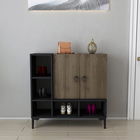 Consolă, Retricy, Platin, 100x35x100cm, 100% PAL melaminat, Negru / Nuc
